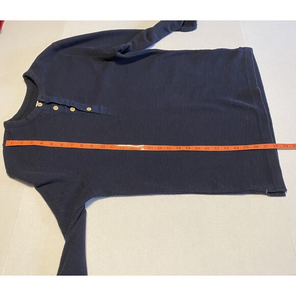 Goodfellow & Co Men's Henley Pullover Size M Long Sleeve 4 Button Navy Blue - Picture 10 of 11